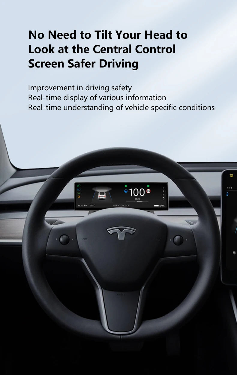 Carbar 8.8" Smart Dashboard Touch Screen – Wireless CarPlay & Android Auto for Tesla Model 3 & Y, Free Air Vent Camera