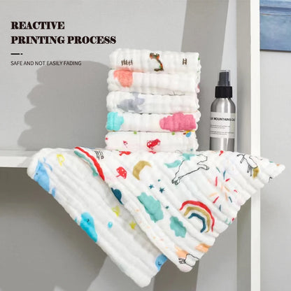 5-Piece 6-Layer Muslin Baby Towels - Soft Cotton Face, Bath, Feeding & Burp Cloths