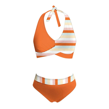 Floral Colour Block High Waist Bikini – Women's Two-Piece Swimsuit Teen Beachwear 2024 Trend