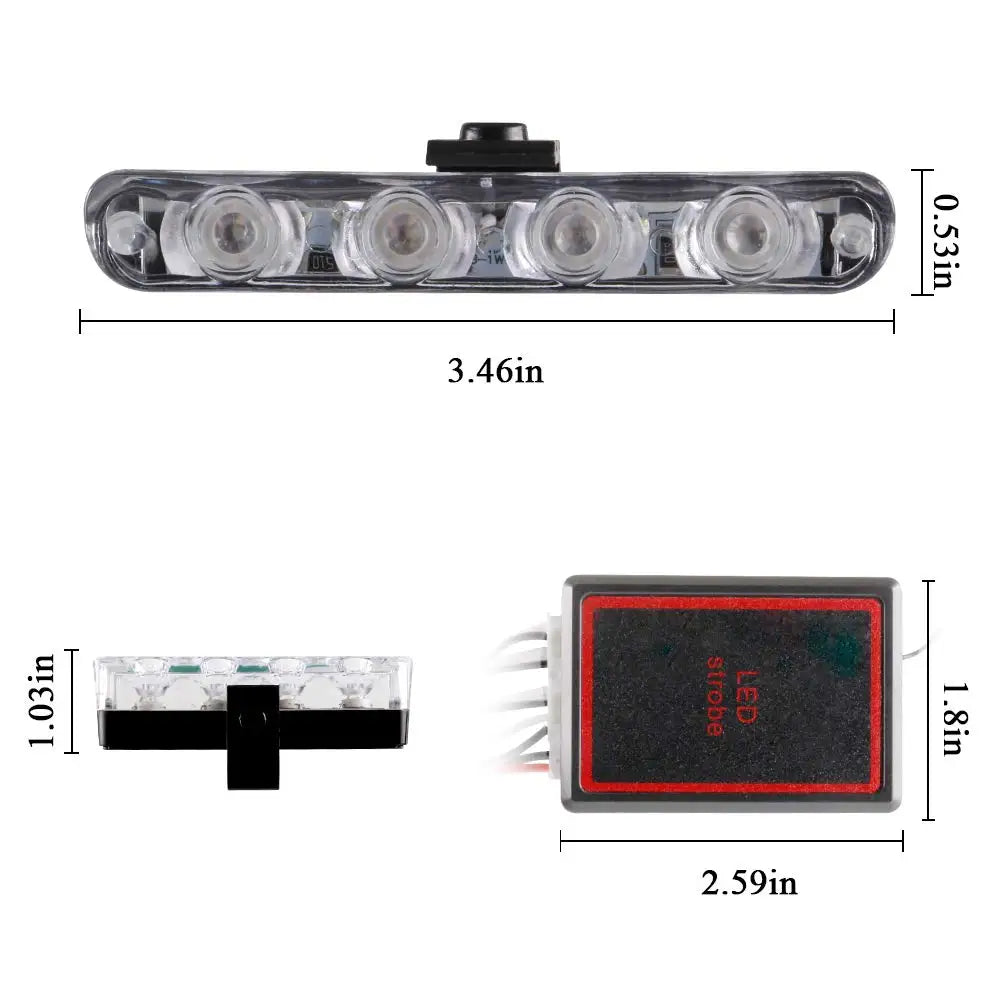 4 in 1 Red & Blue Emergency Strobe Lights - 12V Police Lights with Wireless Remote Control, Flash Grille Light for Cars, Trucks, Vans, and SUVs
