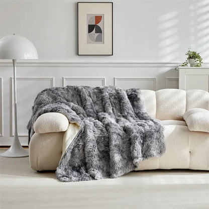 Double Mink & Lamb Fleece Blanket – Coral Fleece Long Hair Solid Color Blanket for Sofa, Soft Cotton Throw
