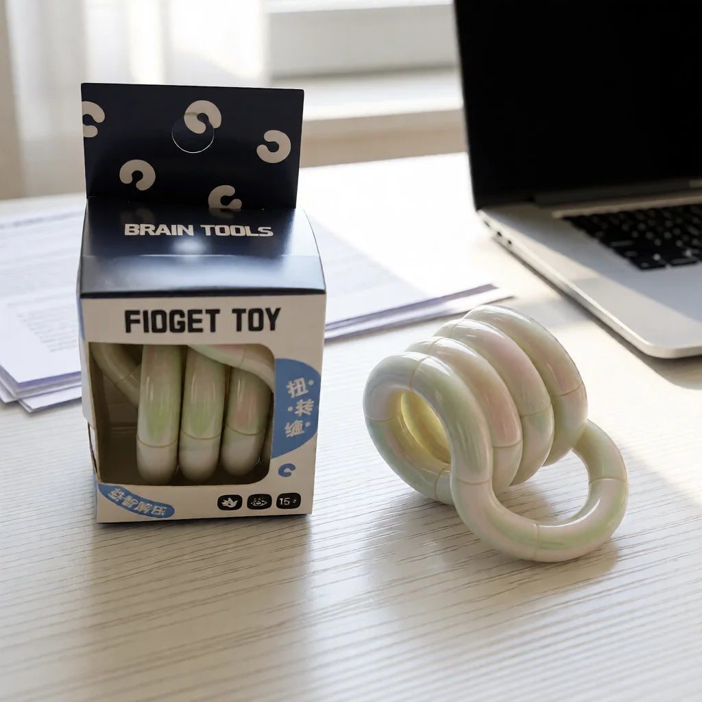 Electroplated Rainbow Twist Fidget Toy – Milk White Metal Finger Sensory Stress Relief Spinner for Focus, Anxiety & Habit Control