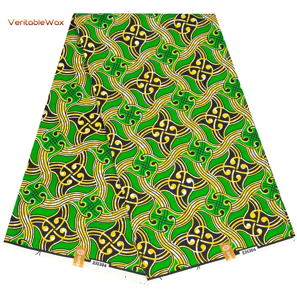 Ankara African Wax Print Fabric - Batik Pagne Polyester Material for DIY Sewing, Patchwork & Wedding Dress Craft