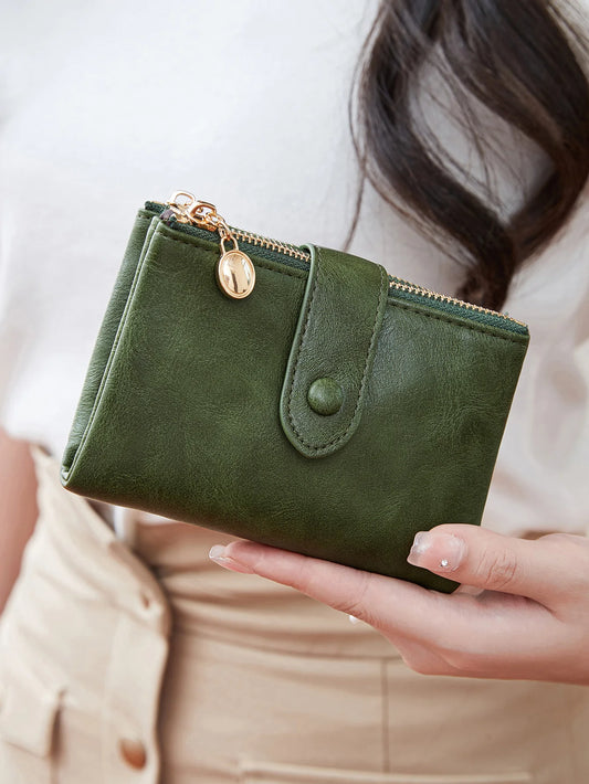Minimalist Women’s Wallet – Short Three-Layer Large Capacity Double Zipper Card & Money Holder