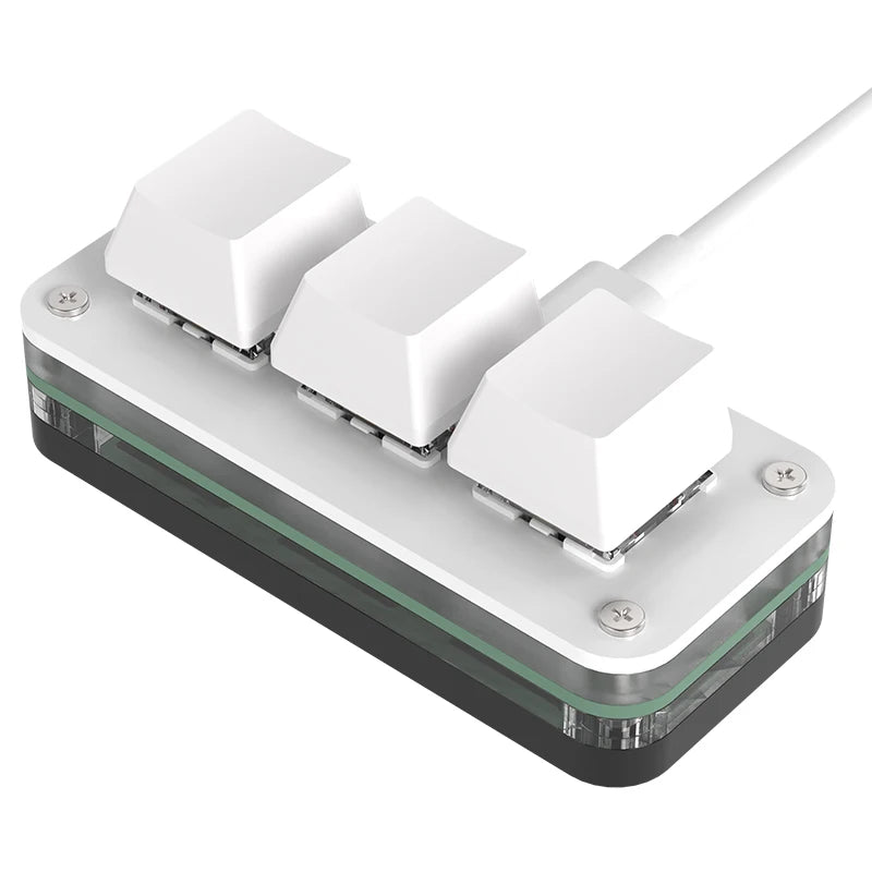 RGB 3-Key Mini Macro Keyboard — Hotswap Keypad for Photoshop, Gaming & Programming