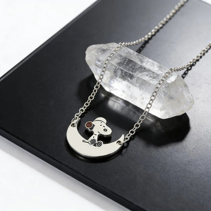 Snoopy & Woodstock Pendant Necklace - Cute Enamel Rhinestone Kawaii Jewelry for Women & Teens