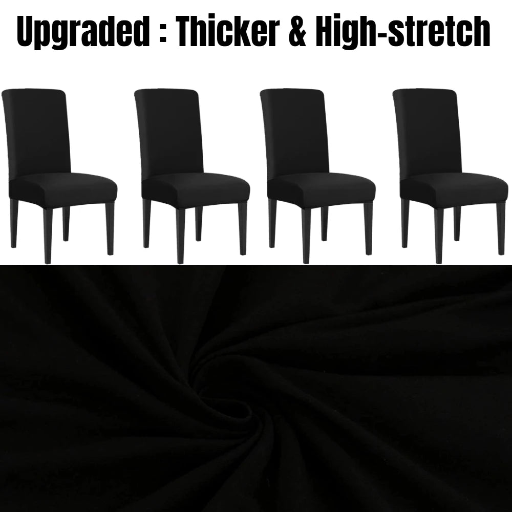 4Pc High Stretch Dining Chair Covers – Elastic Non-Slip Slipcovers, Removable Seat Protectors for Living Room, Kitchen & Wedding