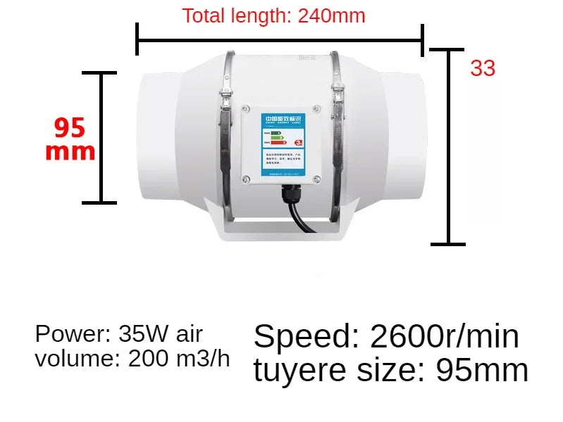 Silent Inline Exhaust Fan | 4/5/6 Inch Bathroom, Kitchen, Toilet Ventilator, 220V Wall Extractor Pipe Duct Fan