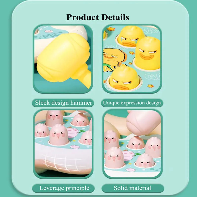 Duck/Frog/Pig Baby Toy: Montessori Learning Game Educational Puzzle with Hammer | Gift for 12-24 Months Toddler Boy/Girl