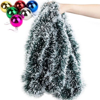 Christmas Bow Tinsel Ribbon Garland – Green Ribbon for Tree, Wreath & Holiday Decor