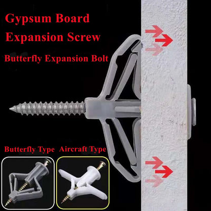 50/100Pcs Self-Drilling Drywall Anchor Kit with Screws – Nylon Expansion Anchors for Gypsum Board & Wall Mounting