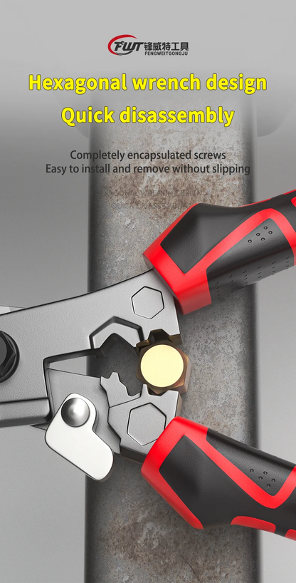 Multi-Functional Electrician Scissors - Wire Cutting, Crimping & Wrench Tool for Cable and Metal Sheets