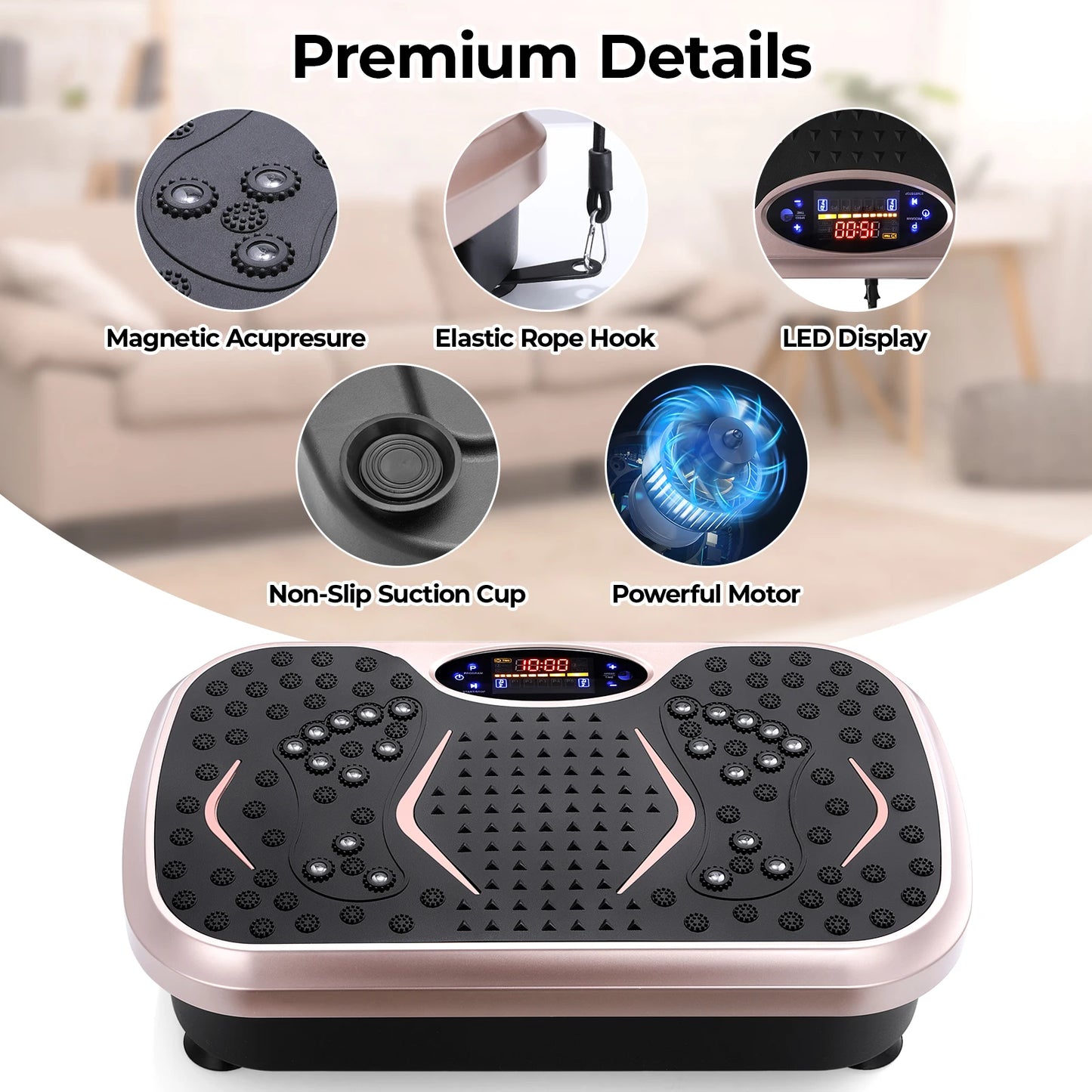 Vibration Plate Exercise Machine – Whole Body Fitness Platform with Loop Bands for Home Workout