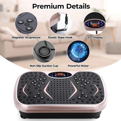 Vibration Plate Exercise Machine – Whole Body Fitness Platform with Loop Bands for Home Workout