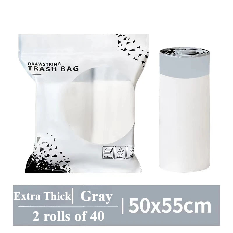 Garbage Bags with Drawstring – Transparent Disposable Bags for Household, Kitchen & Dorm Use, 3 Size Options