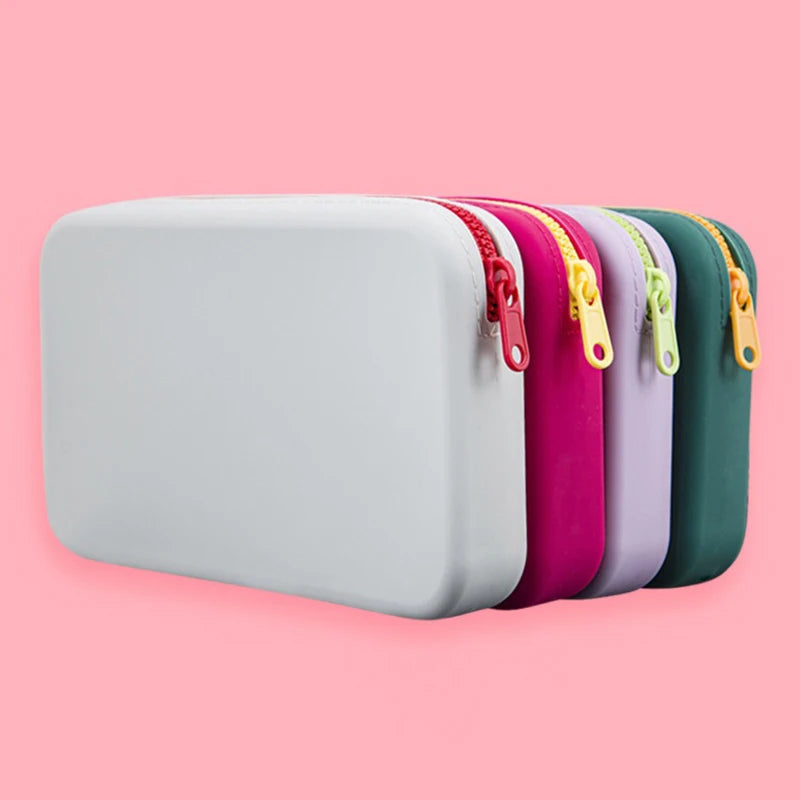 Large Capacity Square Silicone Cosmetic Storage Bag: Portable Travel Makeup Brush Holder - Waterproof Organizer for Beauty Essentials