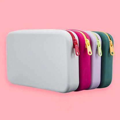 Large Capacity Square Silicone Cosmetic Storage Bag: Portable Travel Makeup Brush Holder - Waterproof Organizer for Beauty Essentials
