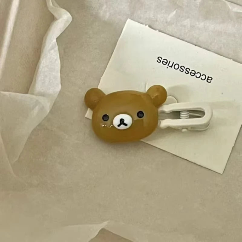 Cute Bear Hairpin Set - Preppy Style Plastic Hair Clips Sweet Accessories for Girls & Friendship Gifts
