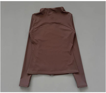 Quick Dry Stand-Up Collar Fitness Jacket for Women – Slim-Fit Zipper Yoga, Running & Cycling Top