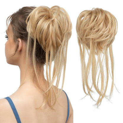 Synthetic Elastic Messy Bun Hairpiece – Curly Scrunchie Chignon, Black, Blonde, Brown Updo Donut for Women, Natural Fake Hair
