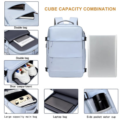 Travel Backpack with 15.6-Inch Laptop Compartment - Waterproof Design and Shoe Storage, Unisex Backpack