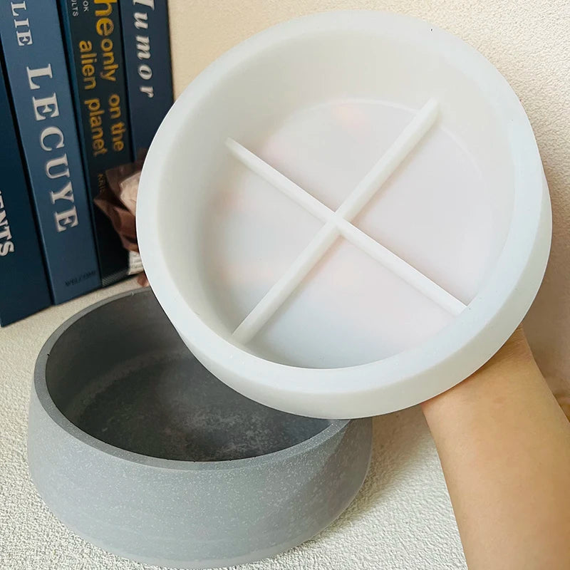 Round Bowl Cement Candle Cup Vessel Mold | Large Terrazzo Candle Bowl Silicone Concrete Mold | Handmade Flowerpot Clay Mold