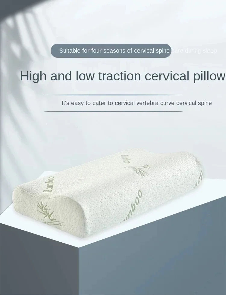 50x30cm Bamboo Fiber Memory Foam Pillow – Slow Rebound Orthopedic Neck Support Pillow for Health Care & Relief