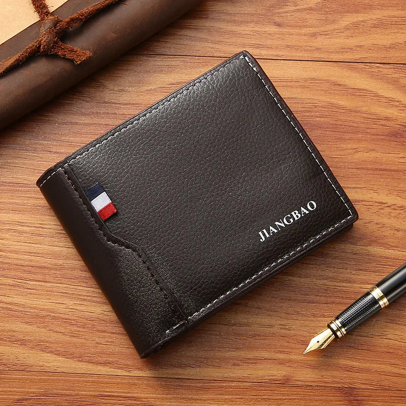 Men’s Slim Short Bifold Faux Leather Wallet – Credit Card & ID Holder Business Billfold Clutch Purse for Everyday Use