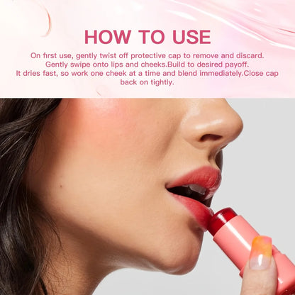 4 Color Jelly Blush Stick – 3-in-1 Multi-Use Matte Blush, Lip Balm & Eyeshadow, Moisturize & Brighten Lip Gloss