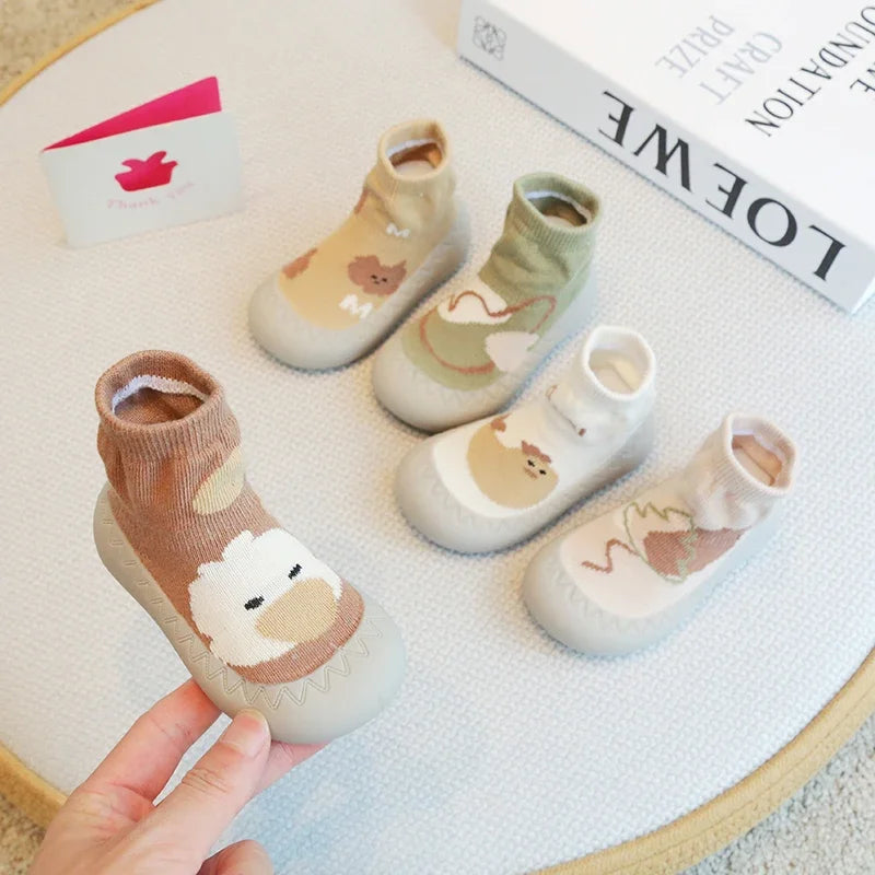 Newborn Baby Shoes — Embroidered Nonslip Socks & Soft Rubber Sole Booties for Boys & Girls