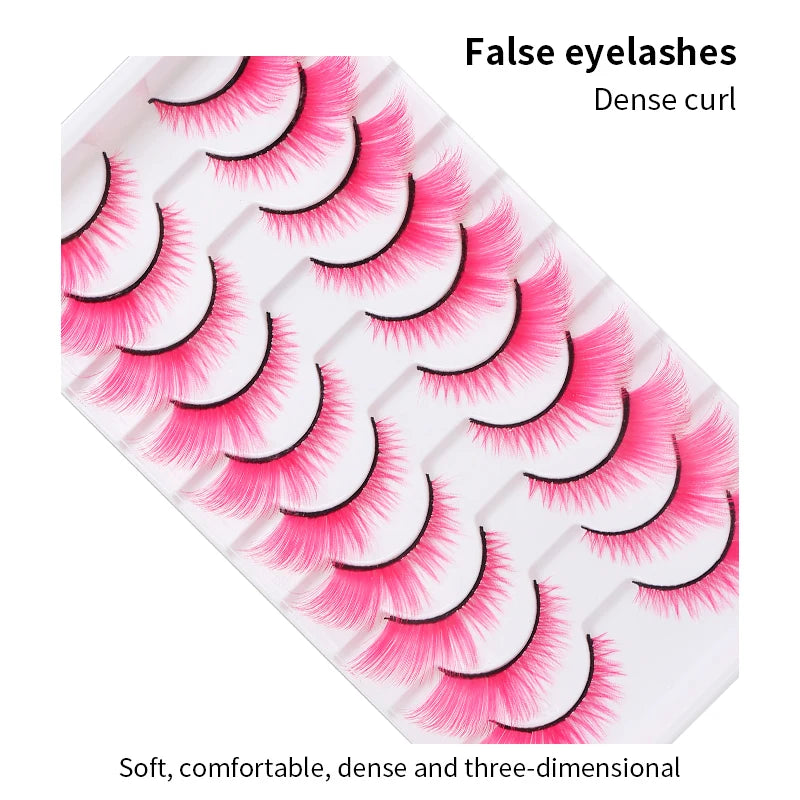 Colorful Halloween False Eyelashes – Blue, Red & Pink Cosplay Fake Lash Extensions for Makeup Looks