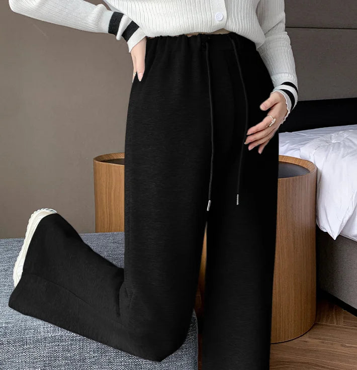 M-4XL Women’s Maternity Radish Pants – Cotton Fleece Ankle-Length Corduroy Sweatpants, High Waist Autumn Pregnancy Trousers