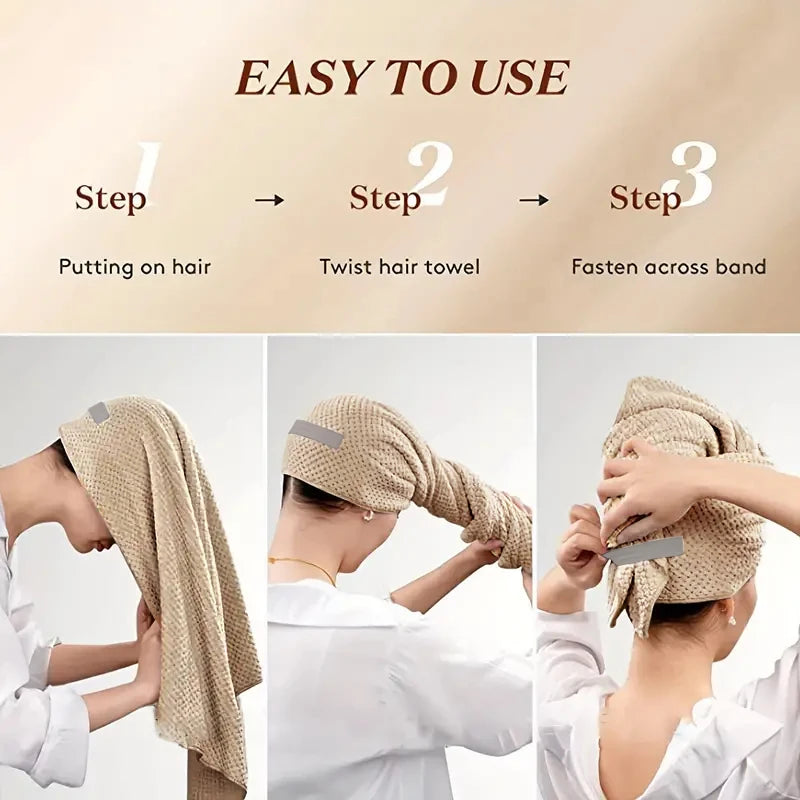 Extra Large Microfiber Hair Towel Wrap – Quick Dry, Ultra-Absorbent Soft Turban with Elastic Band