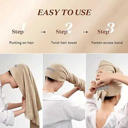 Extra Large Microfiber Hair Towel Wrap – Quick Dry, Ultra-Absorbent Soft Turban with Elastic Band