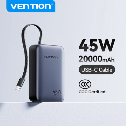 Vention 45W 20000mAh Power Bank - Fast Charging Portable Battery for iPhone, Samsung & Xiaomi