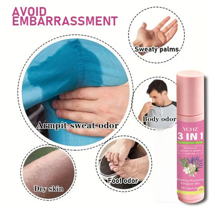 20g 3-in-1 Intimate Care Cream – 72 Hour Odor Control & Anti-Stickiness Deodorizing Balm for Underarms, Feet, Hands & Body, Unisex Formula
