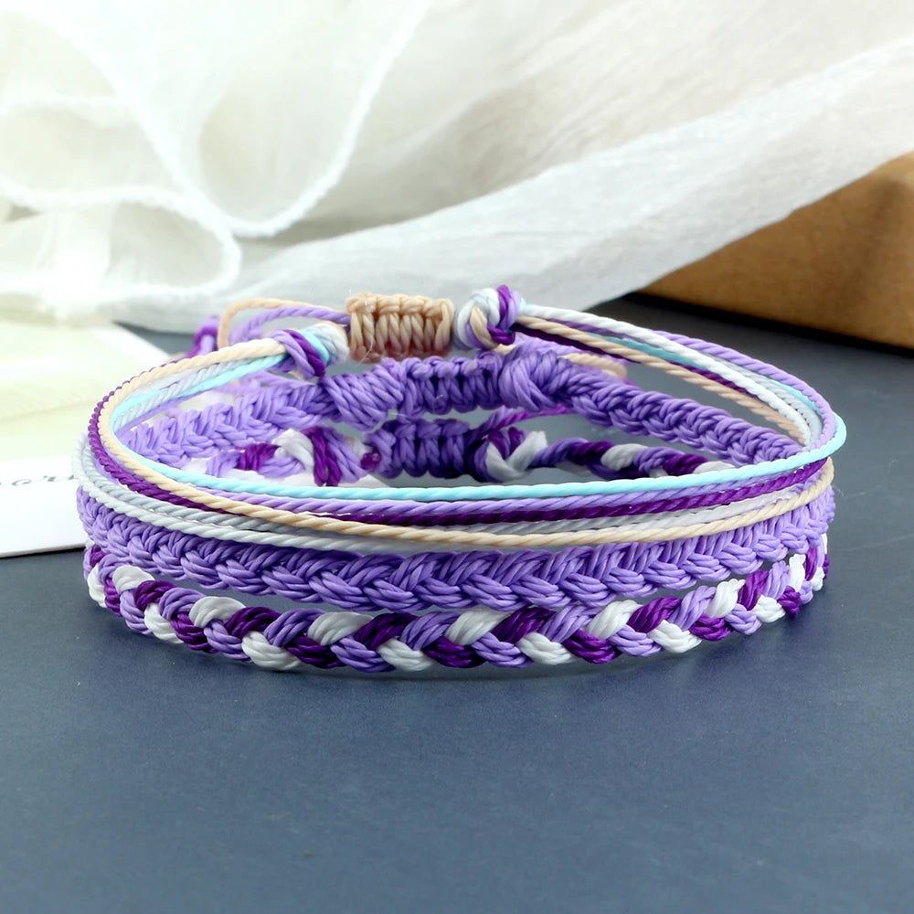 3 Piece Multi-Color Tibetan Buddhist Bracelet Set - Adjustable Yoga Braided Rope Bracelets for Women and Men, Lucky Charm Friendship Jewelry
