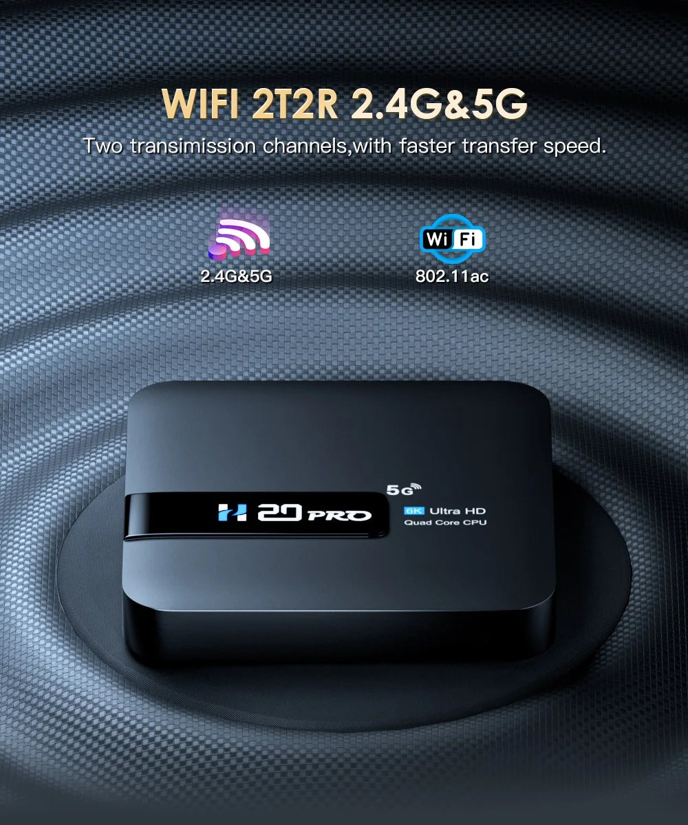 H20PRO Smart Android TV Box – Android 10.0, 16GB, Dual WiFi 2.4&5G, 4K/1080P Media Player with Play Store