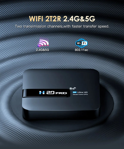 H20PRO Smart Android TV Box – Android 10.0, 16GB, Dual WiFi 2.4&5G, 4K/1080P Media Player with Play Store