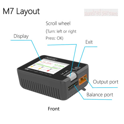 ToolkitRC M7 Smart Battery Charger - 1S–6S Lithium Battery Discharger & ESC Tester