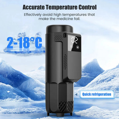 Portable Insulin Cooler with LCD — USB Rechargeable Medicine Fridge for Travel, Home & Car, Compact Pill Box with Precise Temperature Control
