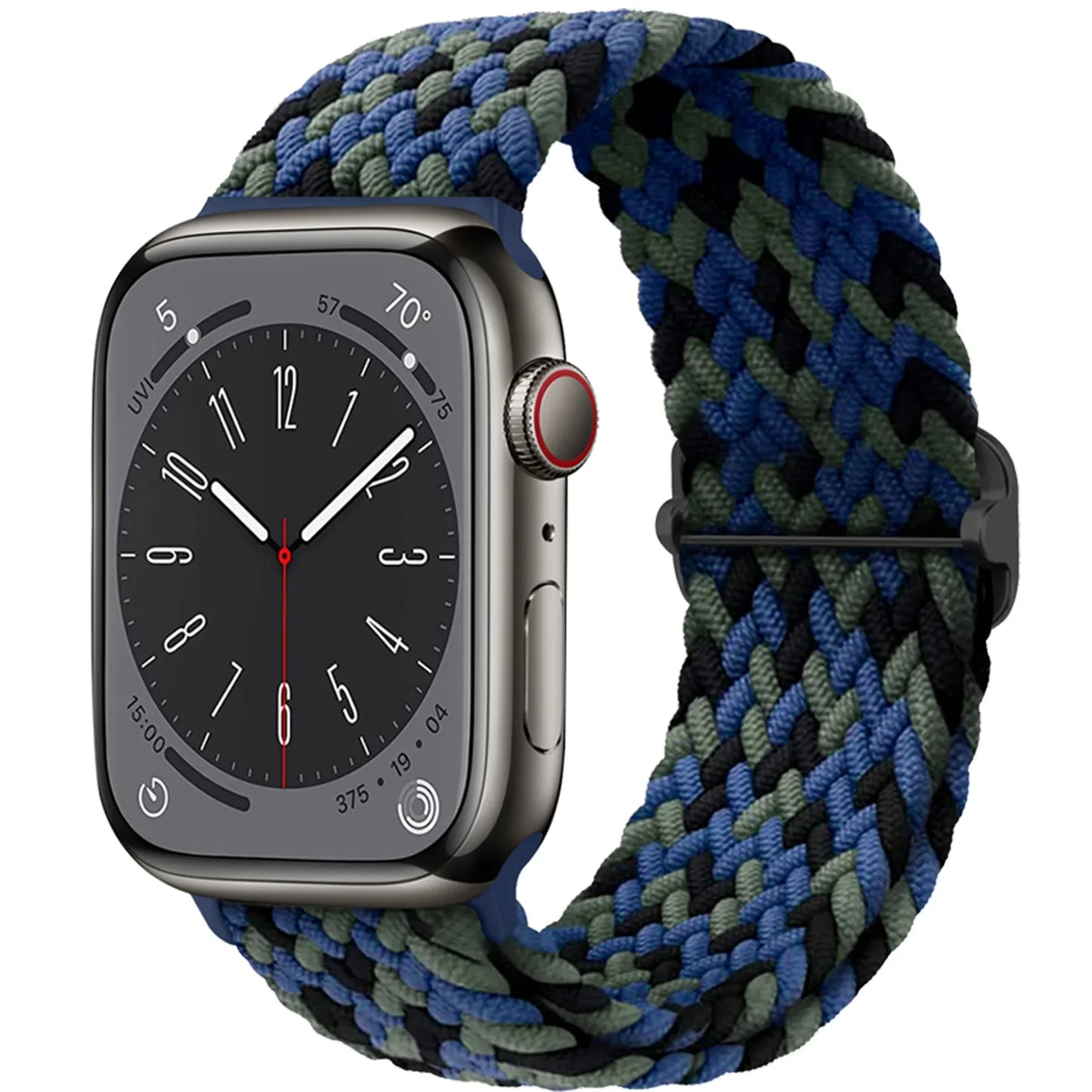 Braided Solo Loop Apple Watch Ultra Band – Elastic Nylon Adjustable Sport Bracelet Strap for iWatch SE, Series 3–9 (38mm–49mm)