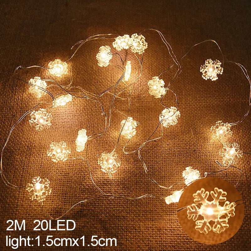 2M 20LED Santa Claus & Snowflake Light String – Christmas Decoration for Home, Xmas Tree, Kids Gift, and New Year 2025