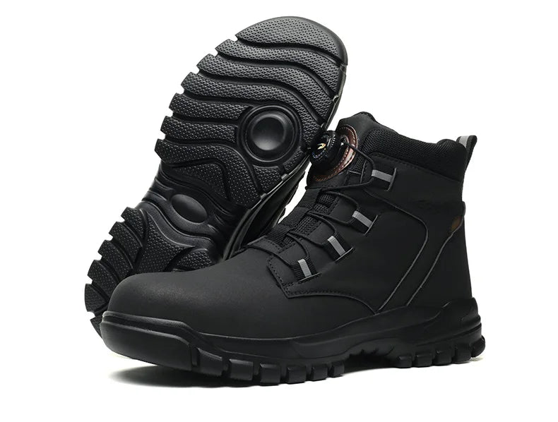 2024 Fashion Waterproof Security Work Boots – Protective Leather, Anti-Smash & Anti-Puncture Industrial Safety Shoes