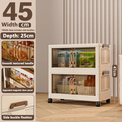 Installation-Free Foldable Storage Cabinet – Plastic Organizer for Kids’ Clothes & Snacks