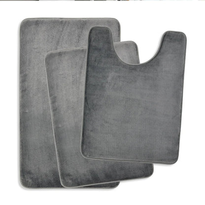3 Piece Bathroom Mat Set – Non-Slip Toilet, Shower & Bath Floor Absorbent Rugs, Soft Comfortable Carpet for Laundry Room