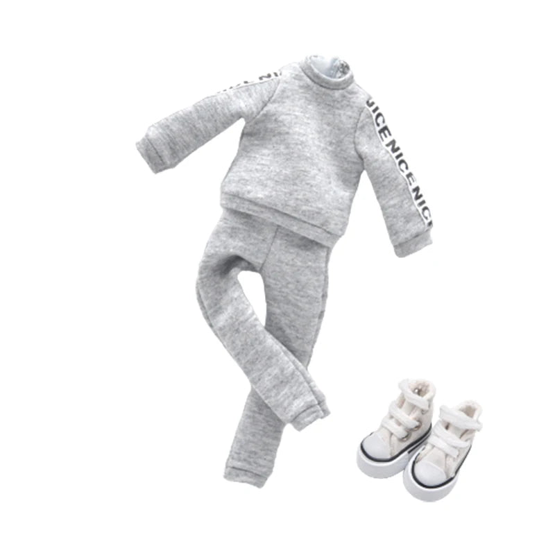 Blythe Doll Clothes – Fashion Tops, Black & White Shirts with Jeans & Plaid Pants for Azone OB22/OB24 Dolls