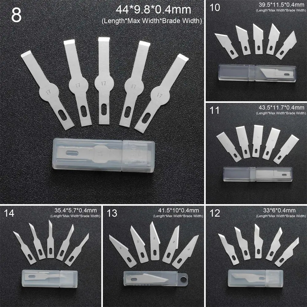 10pcs Non-Slip Metal Craft Knife Blades – Precision Engraving & Cutter Tools for PCB Repair & Mobile Phone Scalpel