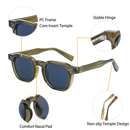 CATERSIDE Small Frame Square Sunglasses - Fashion Unisex Eyewear for Travel, Parties & Business