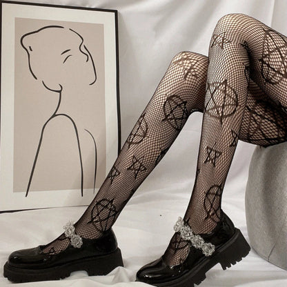 Sexy Women's Leopard Print Mesh Fishnet Pantyhose - Party Tights and Stockings, Lolita JK G Tights for Gothic Fashion